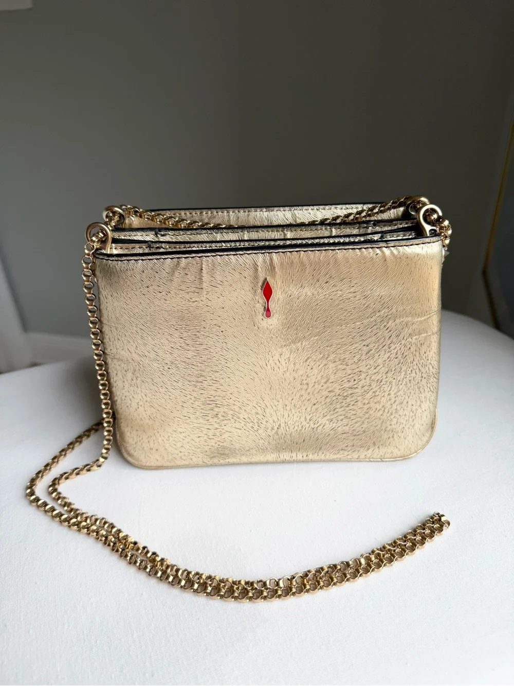 Christian Louboutin Metallic Gold Studded Crossbody